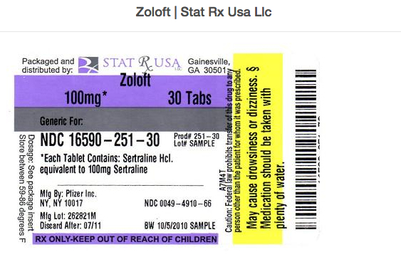 Zoloft (sertraline hydrochloride) Recall Info