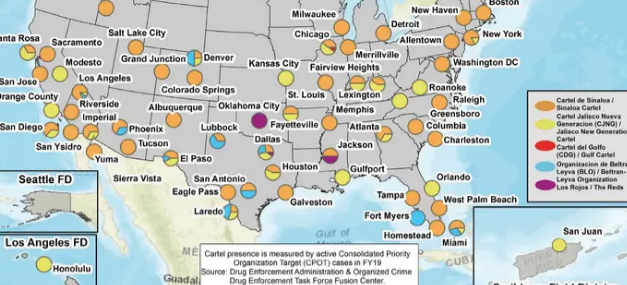 A new DEA map shows where cartels have influence in the US. Cartel operatives say ‘it’s bulls—.’